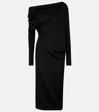 Cashmere and silk off-shoulder midi dress