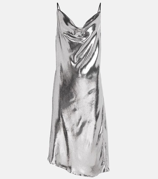 Alena metallic velvet slip dress