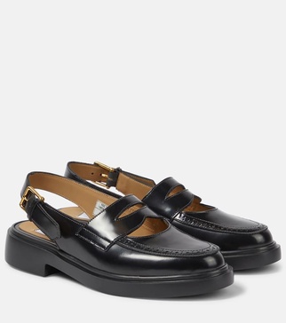 Leather slingback loafers 