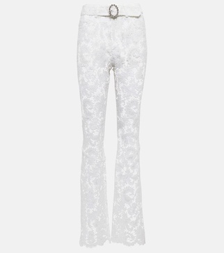 Floral high-rise lace pants