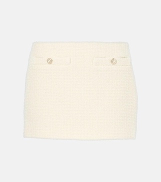 Wool-blend curly miniskirt