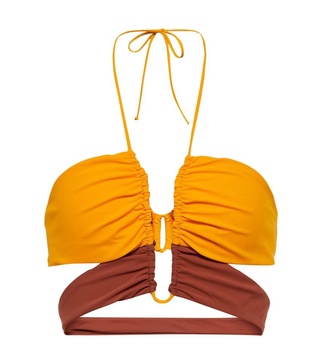 Ruched halterneck bikini top