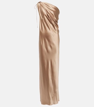 Opera one-shoulder silk satin gown