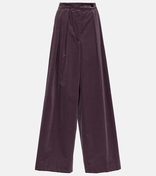 High-rise velvet wide-leg pants