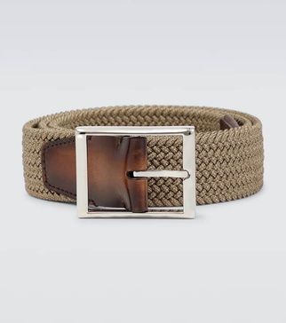 Classic fabric and leather belt