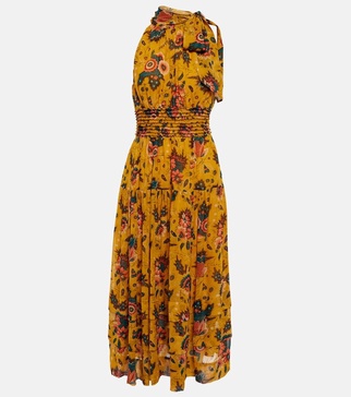 Maya floral silk chiffon midi dress