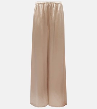 Satin wide-leg pajama pants