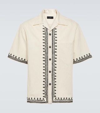 Akasha embroidered cotton-blend shirt