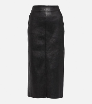 Taylor leather midi skirt