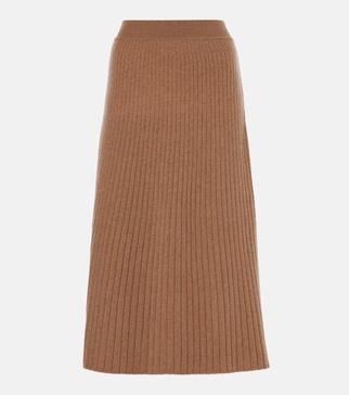 Cervatto ribbed-knit cashmere midi skirt