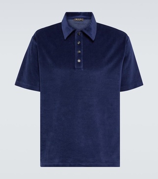 Tsubaki cotton and silk chenille polo shirt