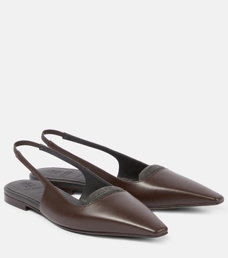 Leather slingback flats