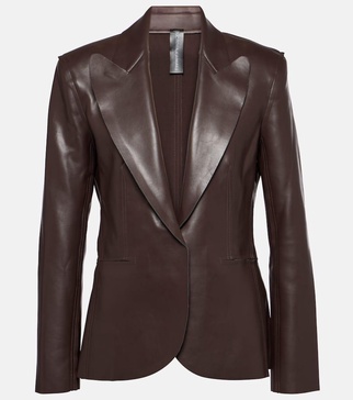 Faux leather blazer