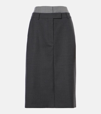 Alceste layered wool midi skirt