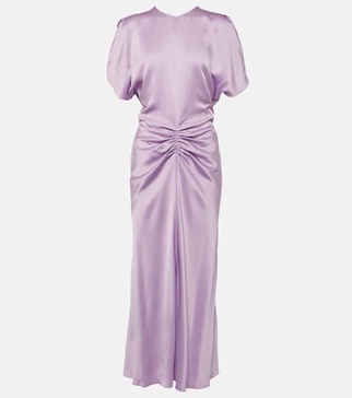 Gathered satin midi dress