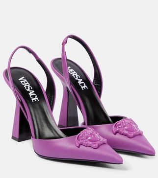 Versace La Medusa Leather Slingback Pump