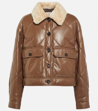 Shearling-trimmed leather jacket