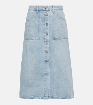 Anouk high-rise denim midi skirt