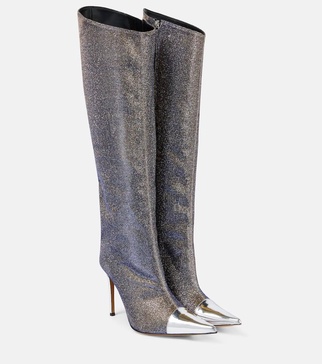 Metallic knee-high boots