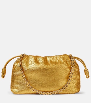 Flamenco fringed metallic leather clutch