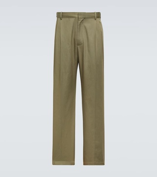 Cotton twill straight pants