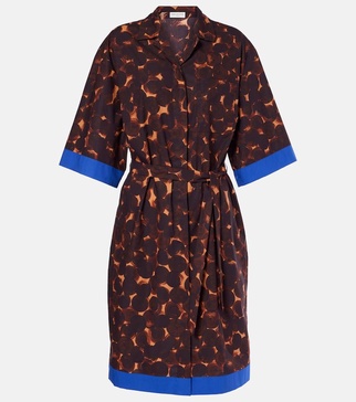 Printed cotton poplin shirt dress