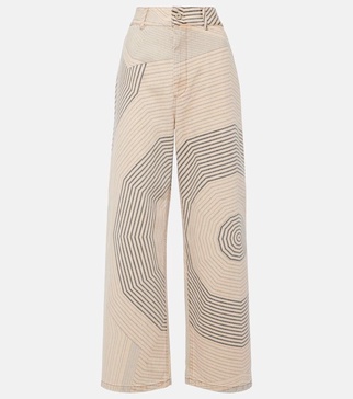 Printed high-rise boyfriend jeans