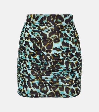 Kiran ruched leopard-print miniskirt