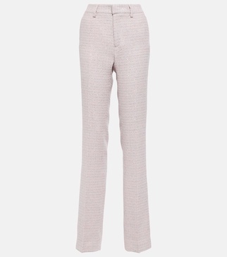 Sequined mid-rise straight pants