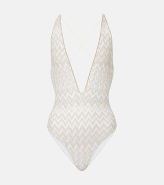 Lamé chevron swimsuit