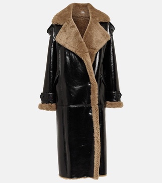 Jordan shearling-trimmed leather coat