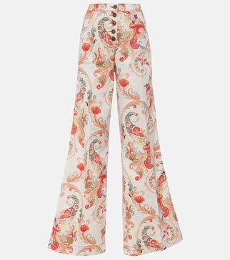 Paisley high-rise flared jeans