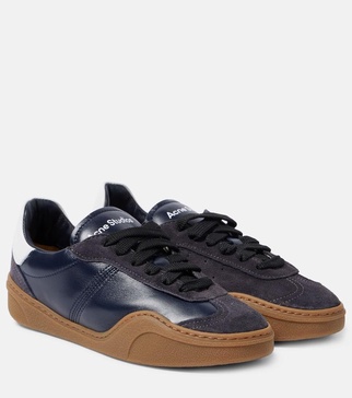 Logo suede-trimmed sneakers