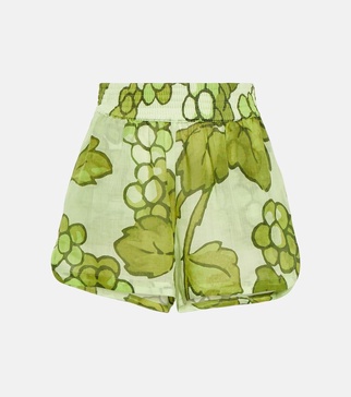 Printed ramie shorts