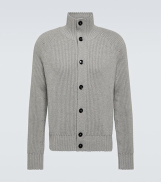 Ribbed-knit wool and cashmere cardigan