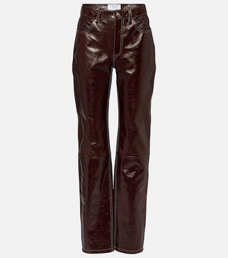 Ombré high-rise leather straight pants