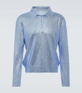 Embellished cashmere polo sweater