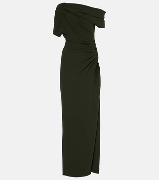 Kally draped one-shoulder crêpe gown