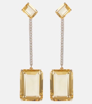 14kt gold earrings with citrine and diamonds