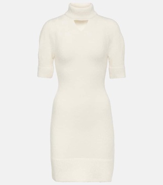 Turtleneck alpaca-blend minidress