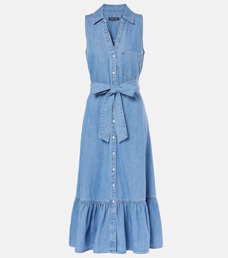 Edwina belted denim midi dress