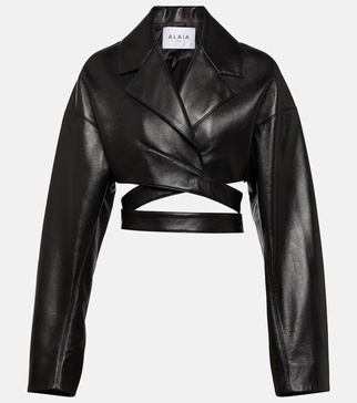 Cropped leather jacket