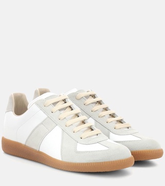 Replica leather and suede sneakers