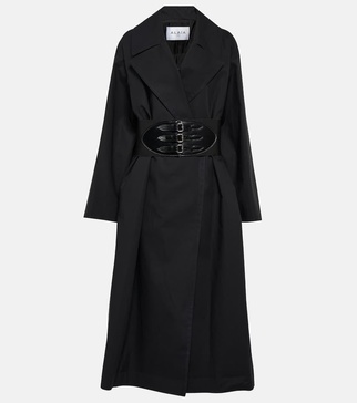 Belted cotton-blend coat