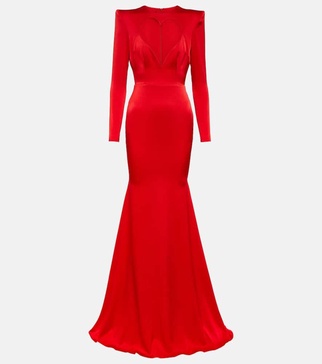 Garland cutout satin crêpe gown