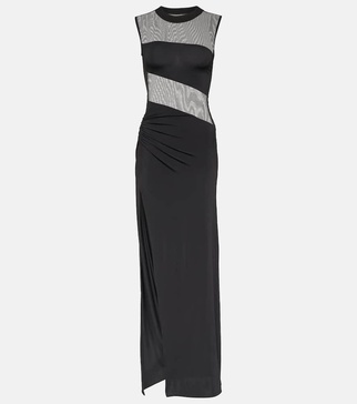 Mesh and jersey maxi dress 