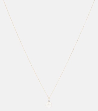 Dot 14kt gold necklace with diamond and pearl