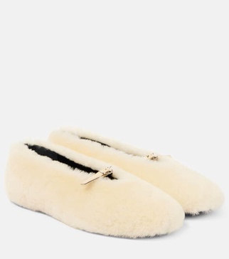 Tee shearling Mary Jane flats