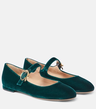 Mary Ribbon velvet ballet flats