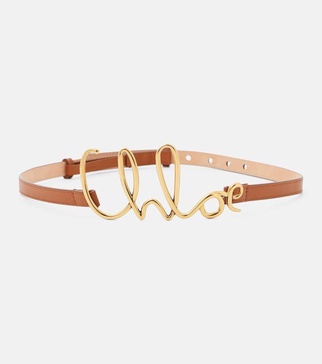 Script Small logo leather belt